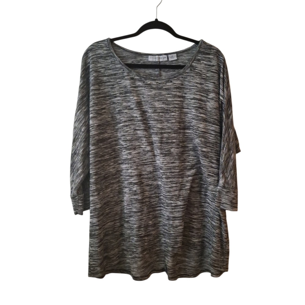 Sag Harbor Charcoal and Light Gray Top